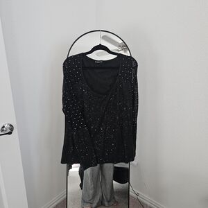 Elegant Black Studded Long Sleeve Top